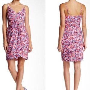 Yumi Kim Pink White Blue Floral Print Dress Spaghetti Strap Size Medium Women's